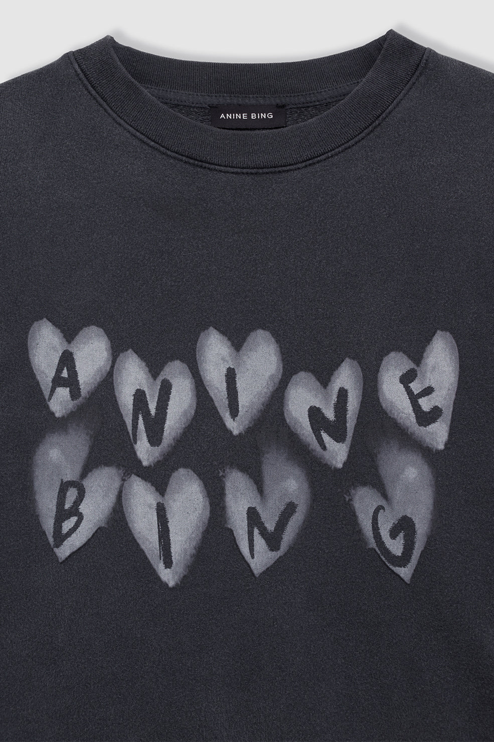 Anine Bing | Spencer Sweatshirt Hearts - Washed Black