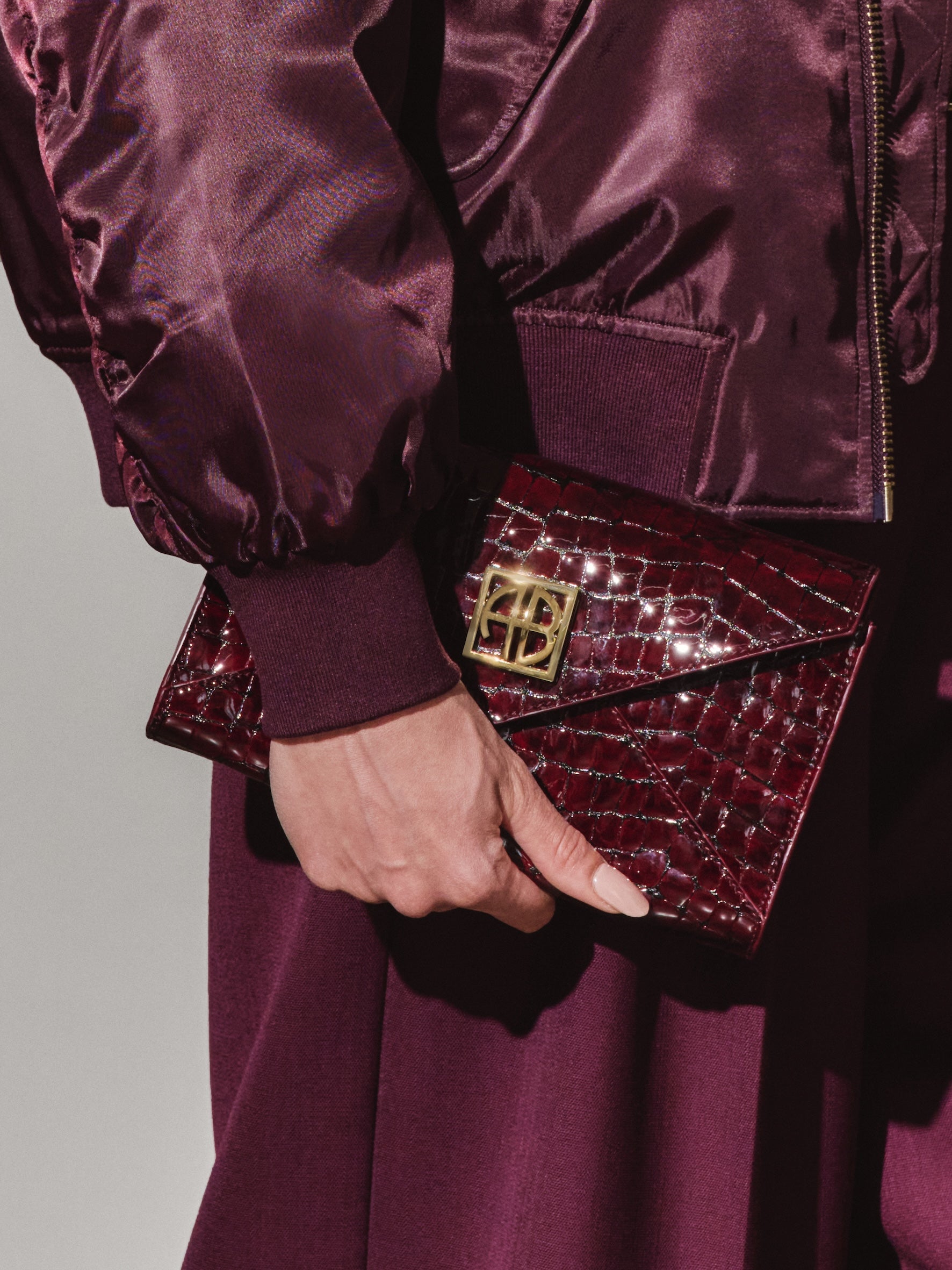 Anine Bing | Small Elly Clutch - Burgundy Embossed