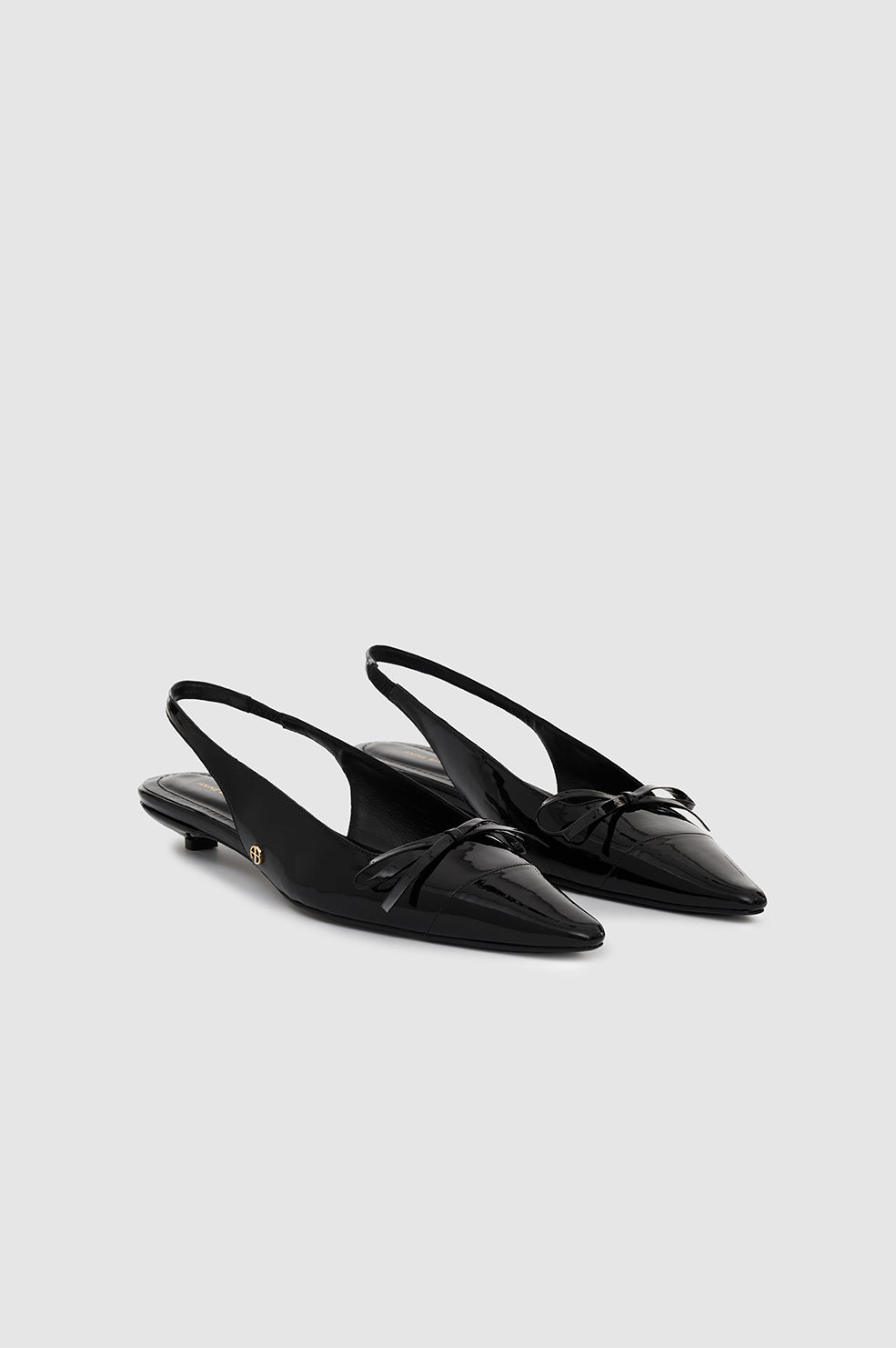 Anine Bing | Zoey Slingback Heels - Black Patent