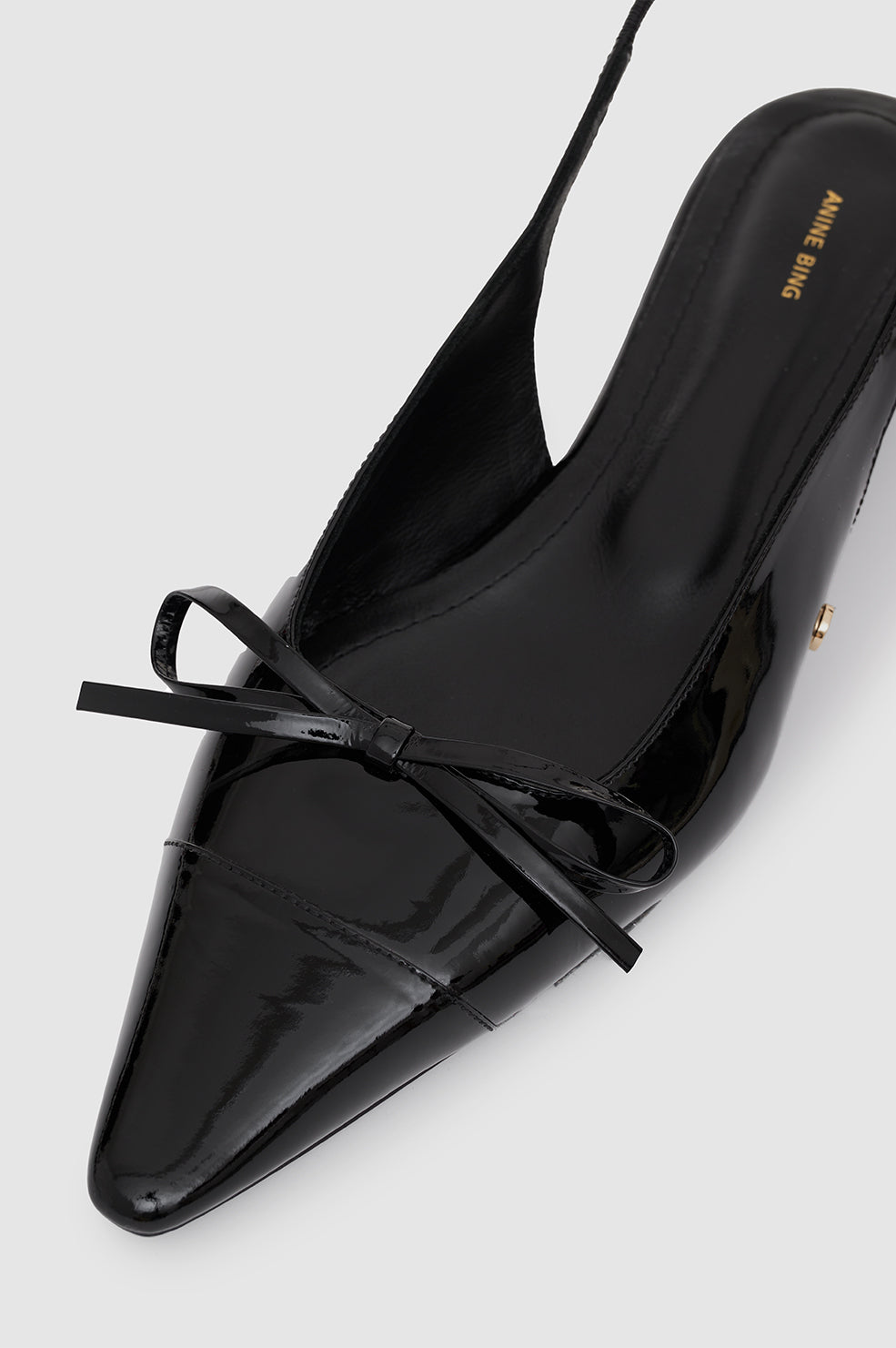 Anine Bing | Zoey Slingback Heels - Black Patent