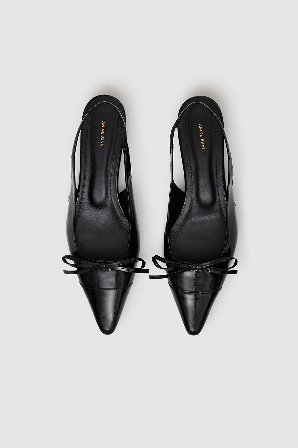 Anine Bing | Zoey Slingback Heels - Black Patent