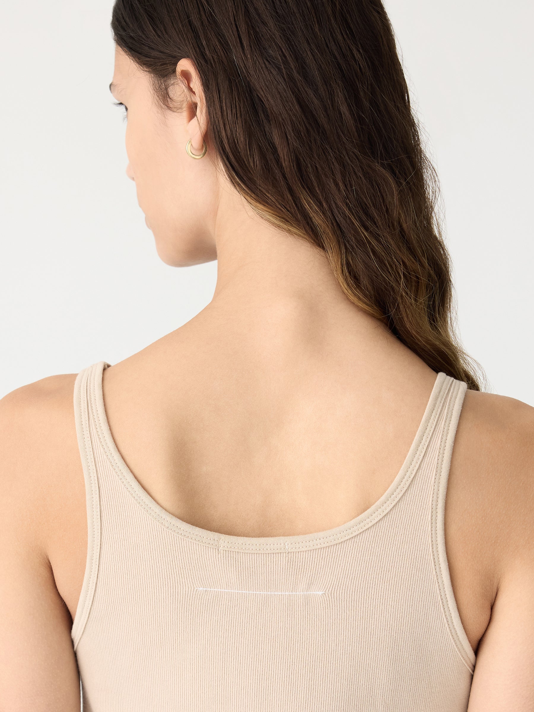 Bassike | Slim Scoop Rib Tank - Dune