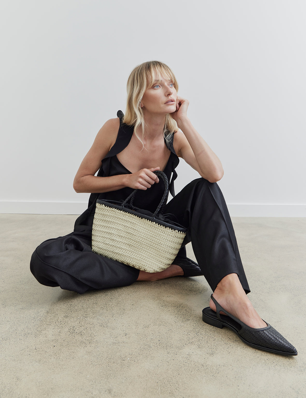 La Tribe | Amelia Woven Bag - Cream/Black