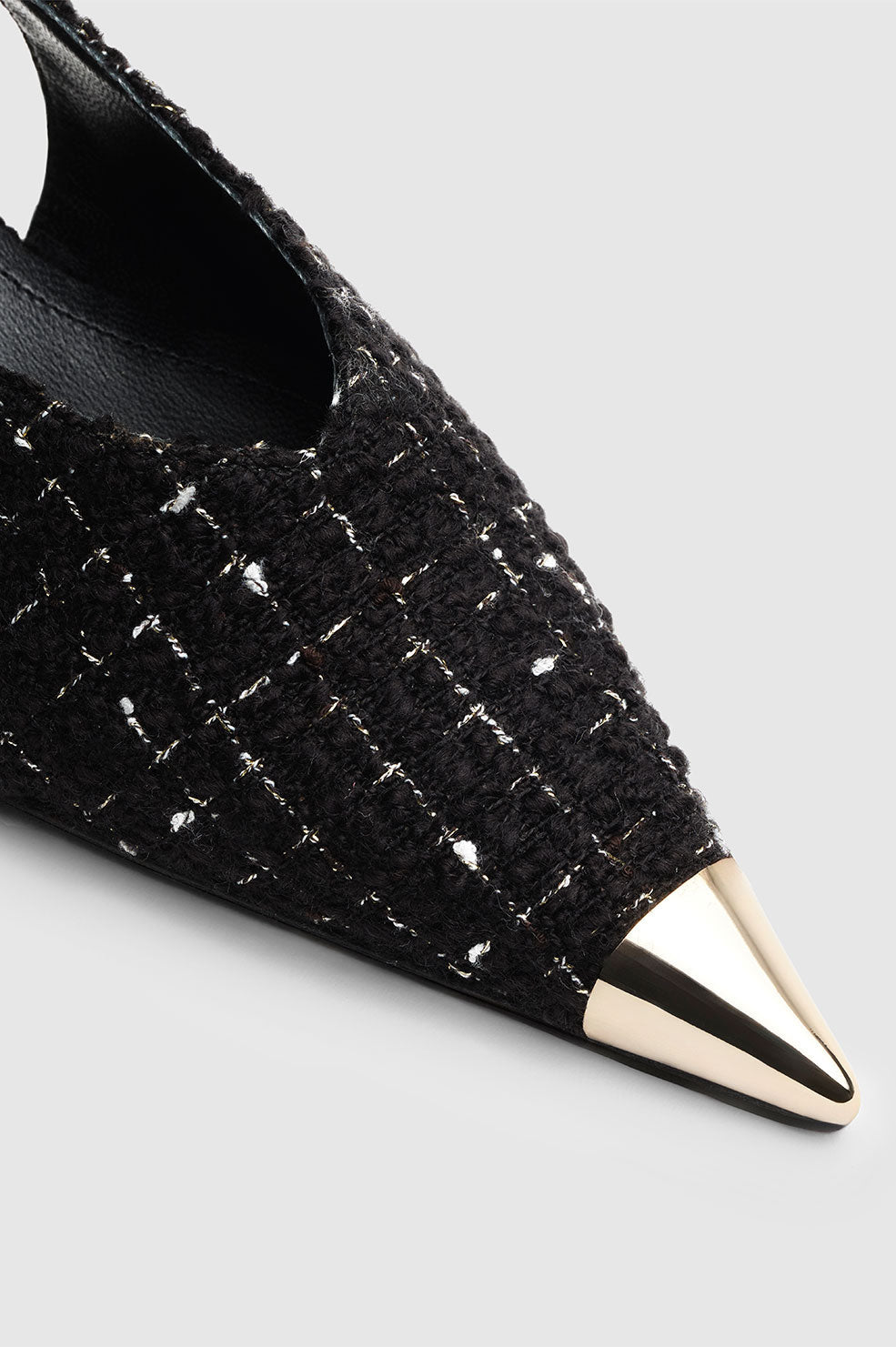 Anine Bing | Nina Heels With Metal Toe Cap - Black & White Tweed