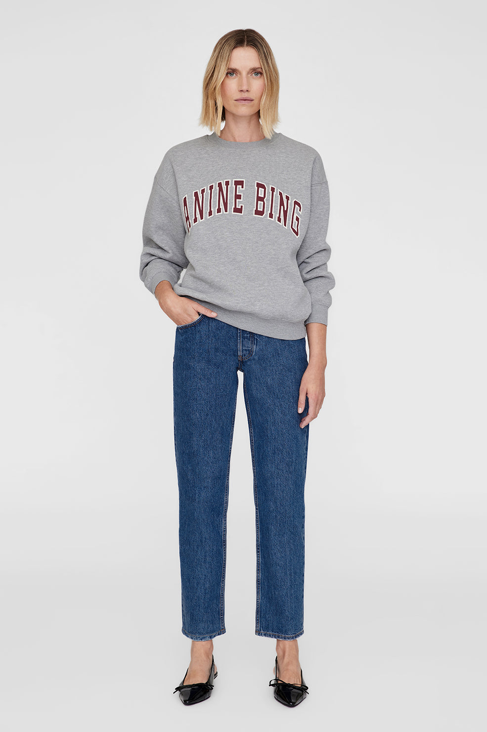 Anine Bing | Spencer Sweatshirt - Medium Heather Grey