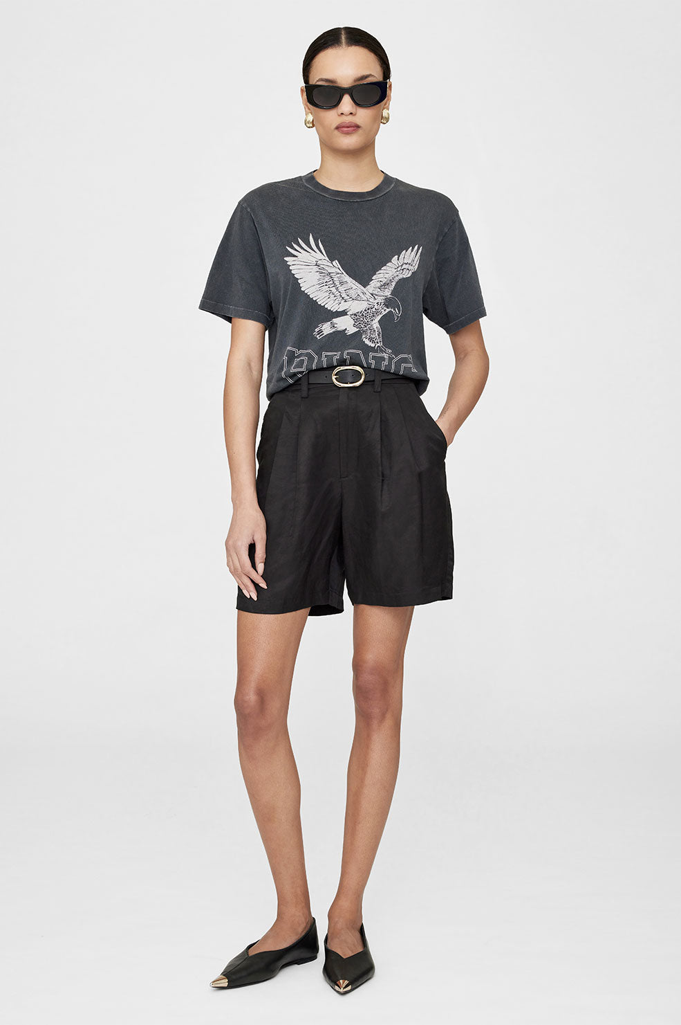 Anine Bing | Lili Tee Retro Eagle - Washed Black