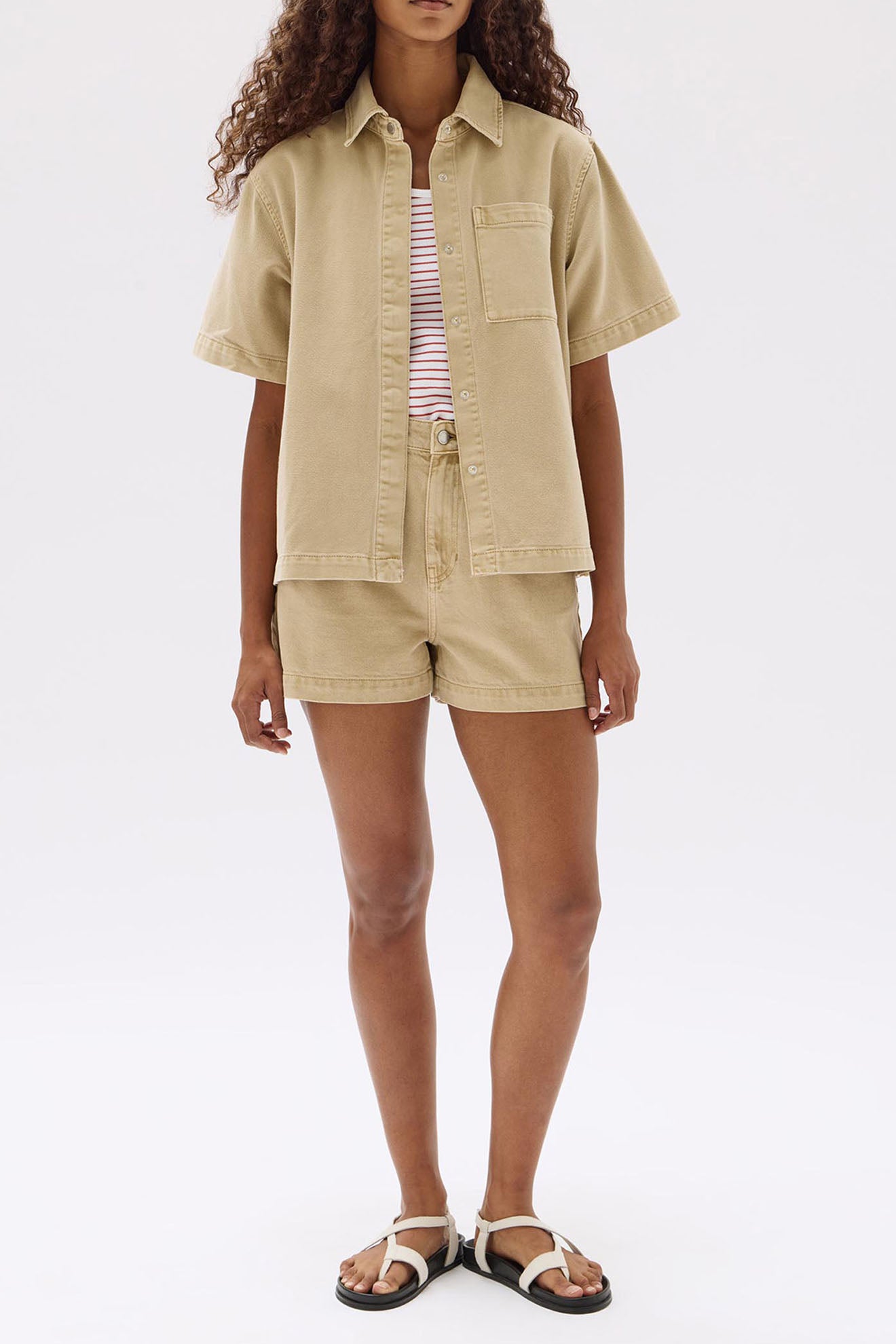 Assembly Label | Ashley Denim Short Sleeve Shirt - Tan