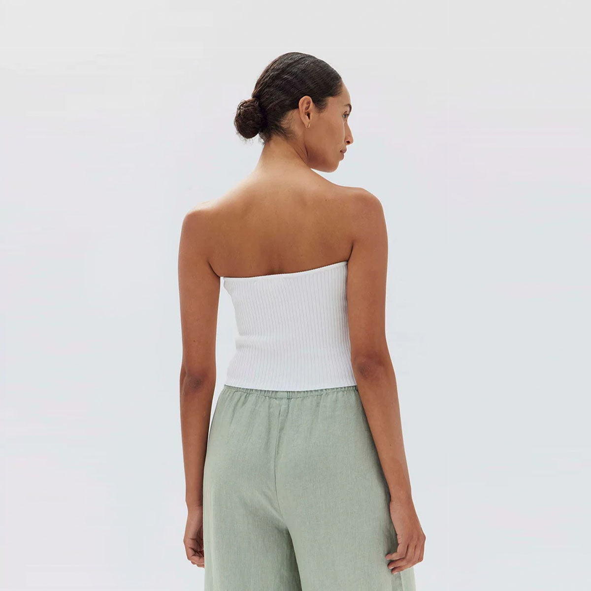 Assembly Label | Skara Strapless Rib Top - White