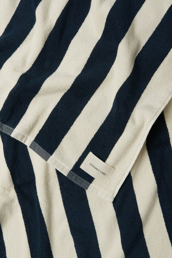 Assembly Label | Cotton Stripe Beach Towel - True Navy/Cream