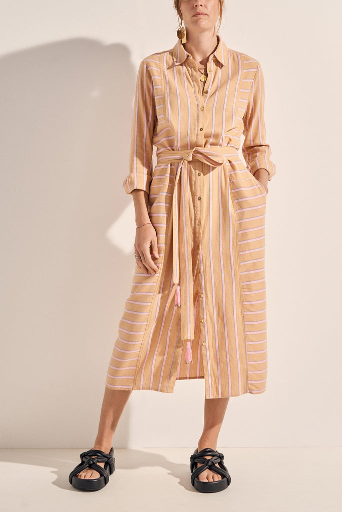 Ilio Nema | Ajax Dress - Camel Stripe