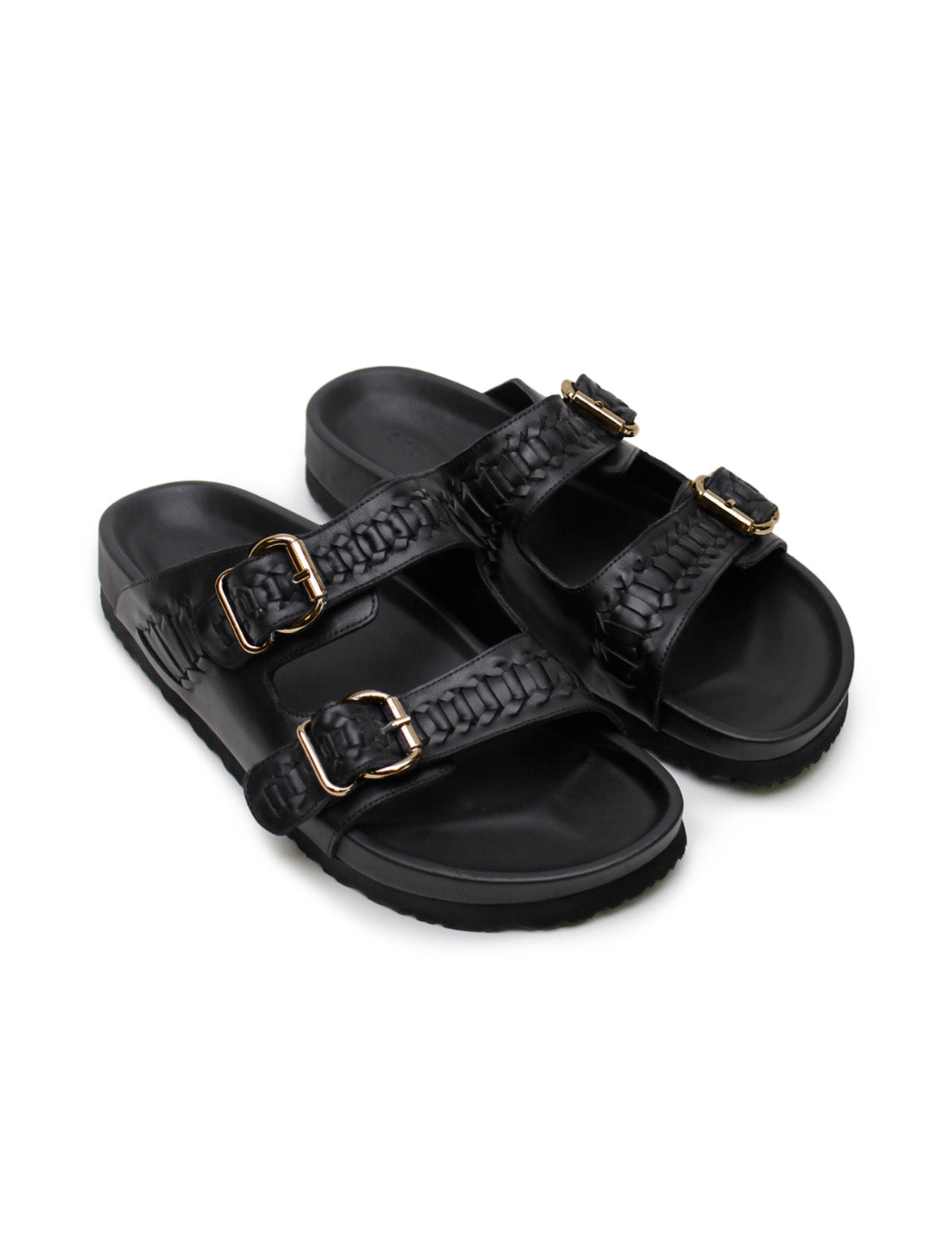 La Tribe | Buckle Sandal Woven - Black/Gold