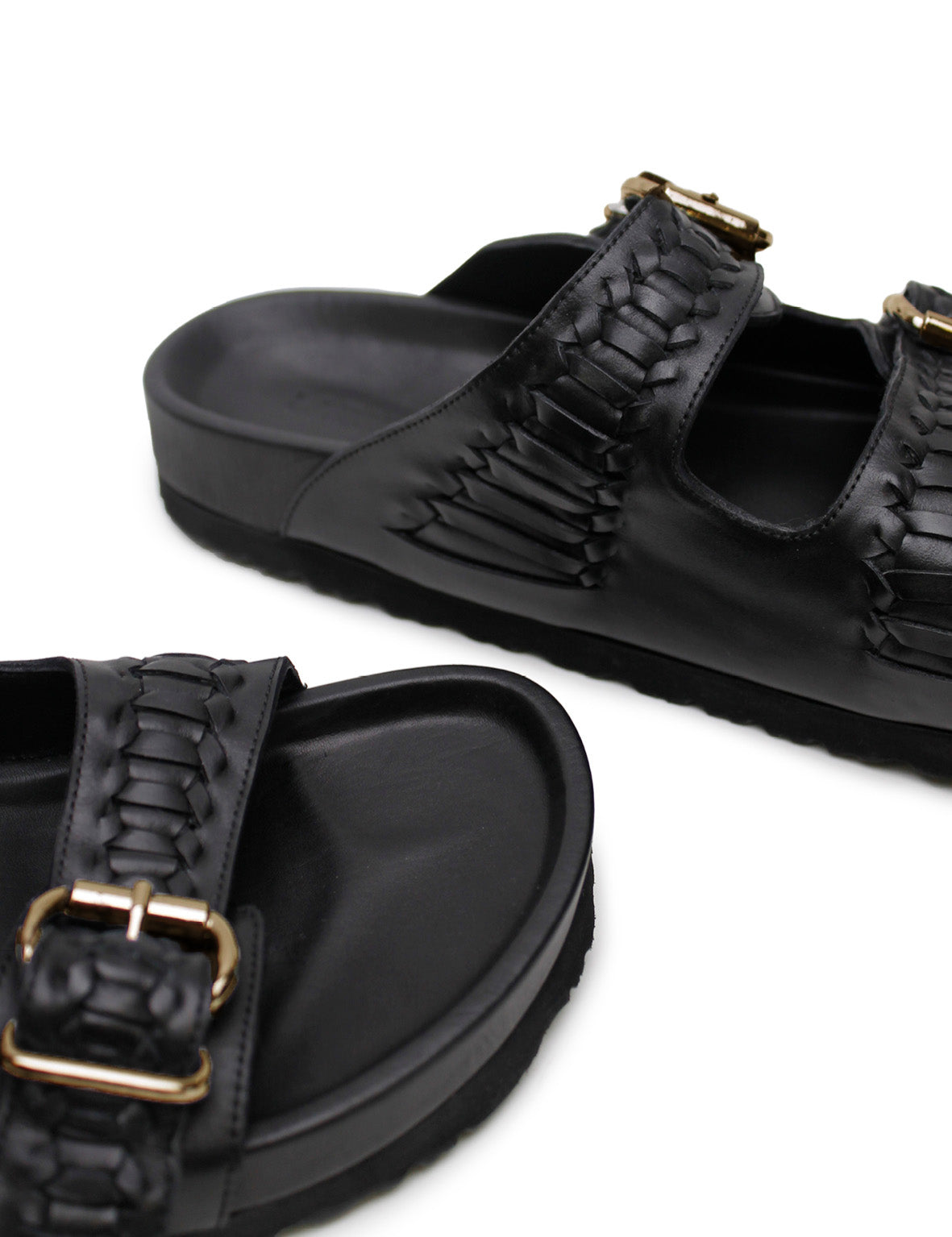 La Tribe | Buckle Sandal Woven - Black/Gold