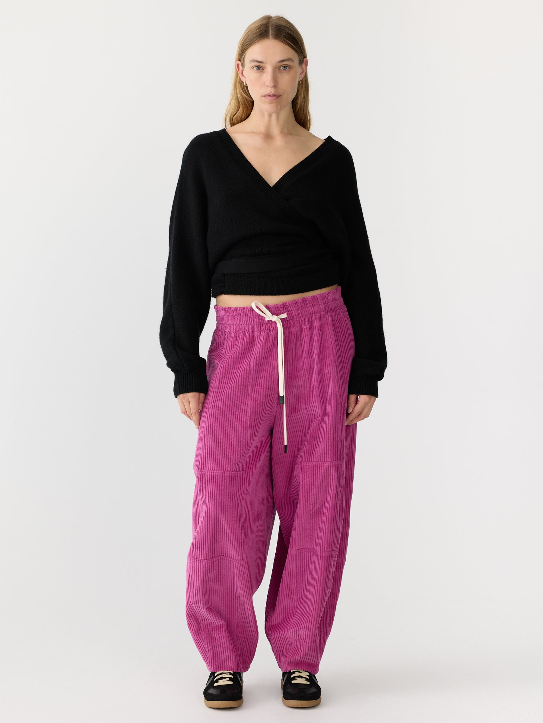 Bassike | Long Rise Cord Pant - Magenta