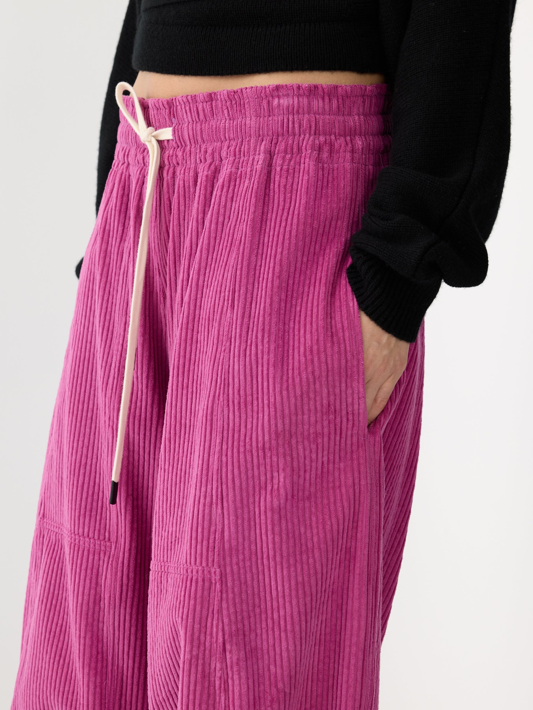 Bassike | Long Rise Cord Pant - Magenta