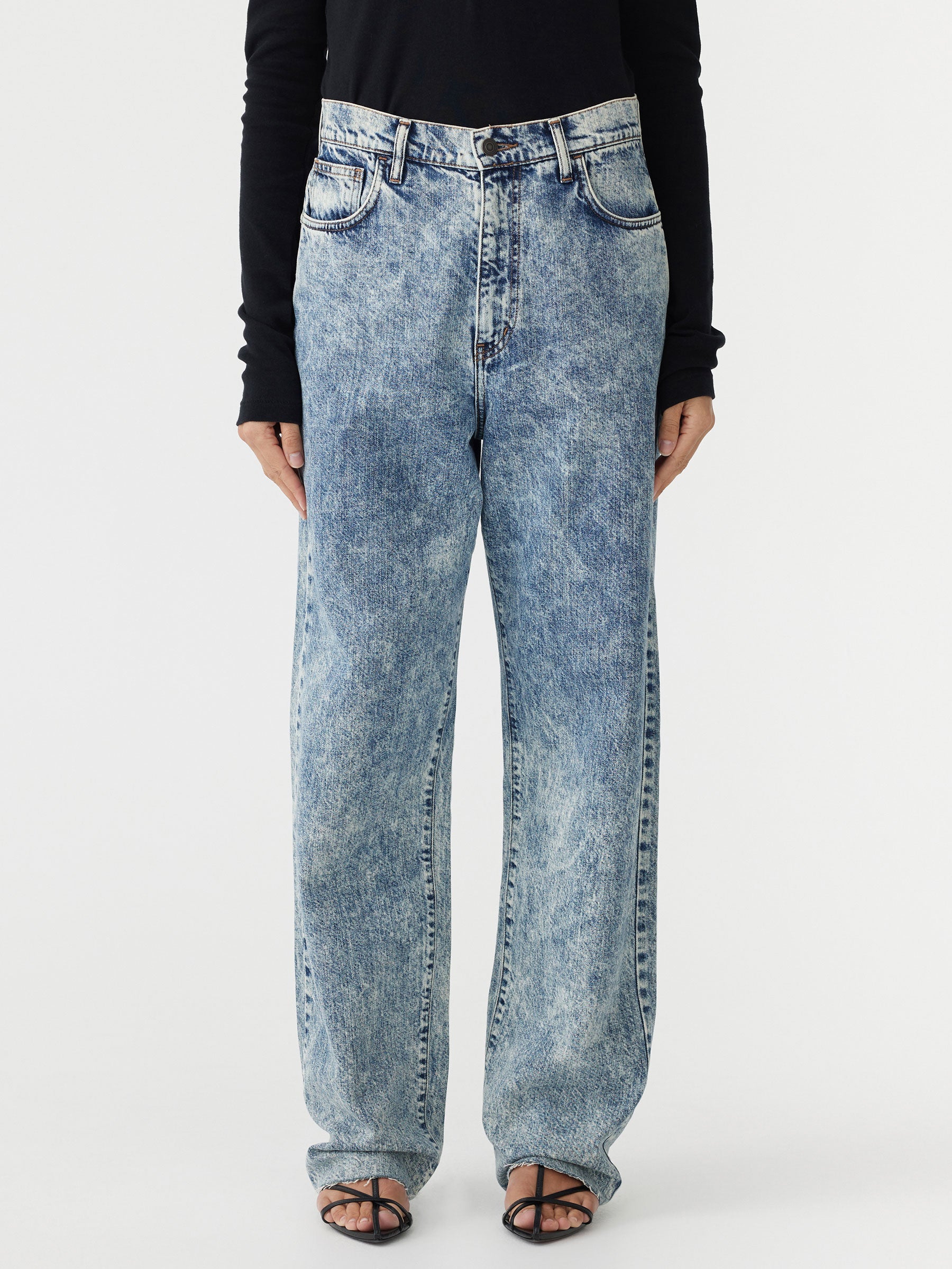 Bassike | High Rise Straight Leg Jean - Indigo Motley