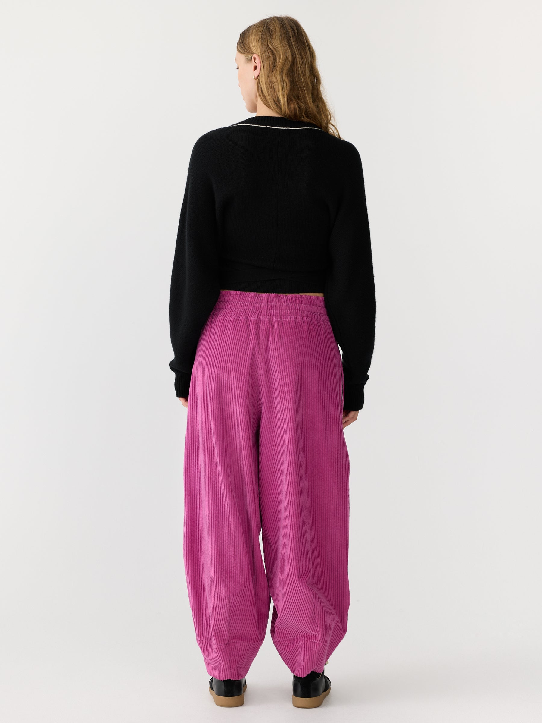 Bassike | Long Rise Cord Pant - Magenta