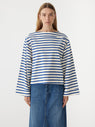 Bassike | Stripe Boatneck Long Sleeve T.Shirt - Nat/Cobalt