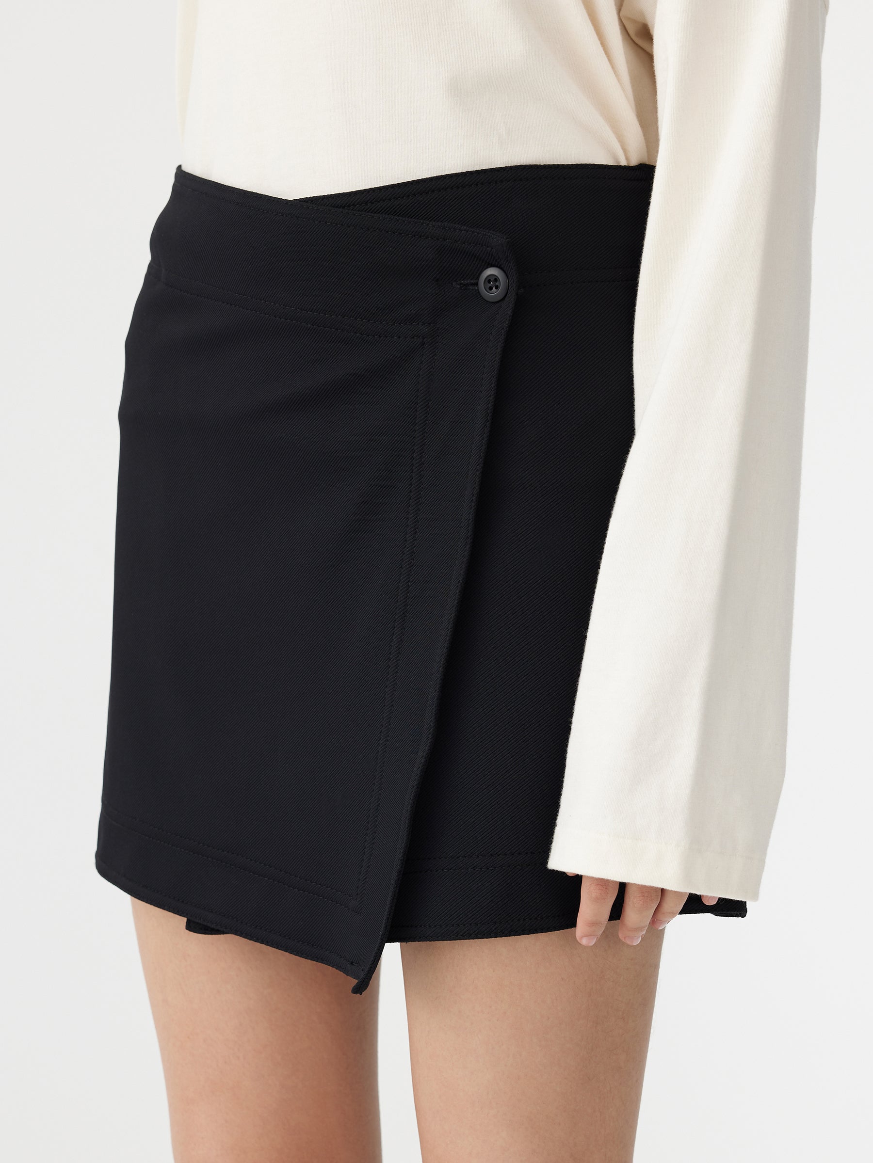 Bassike | Stetch Twill Wrap Skirt - Black