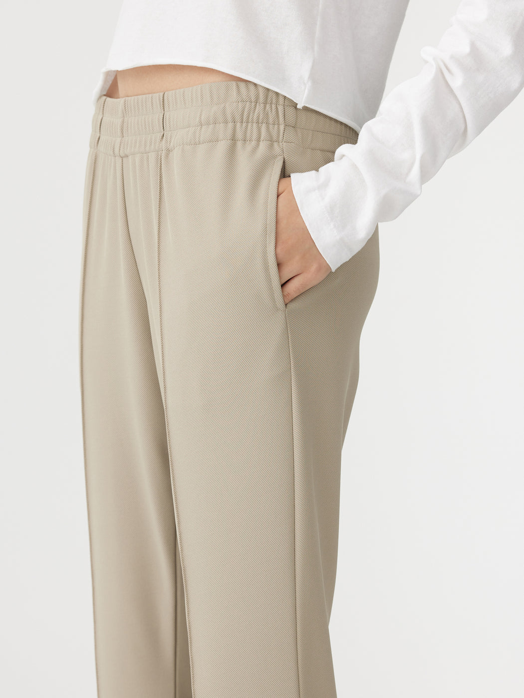 Bassike | Twill Flared Pant - Light Tan