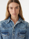 Bassike | Denim Darted Western Shirt - Indigo Motley