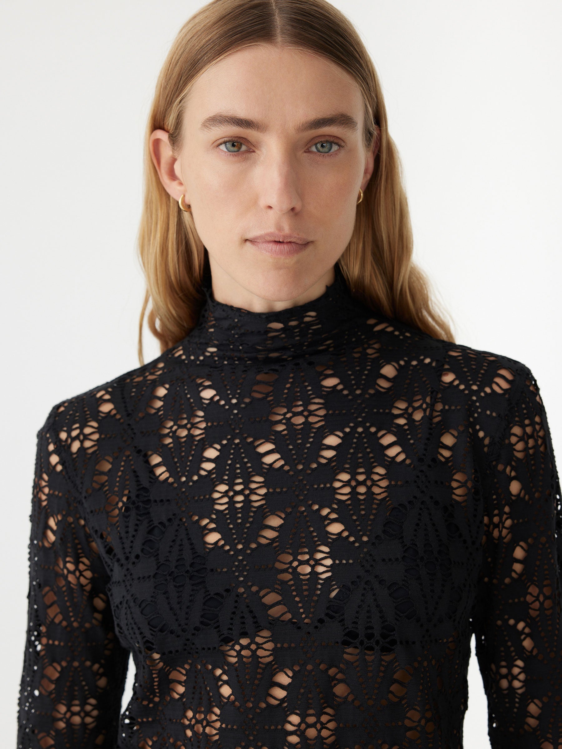 Bassike | Long Sleeve Lace Top - Black