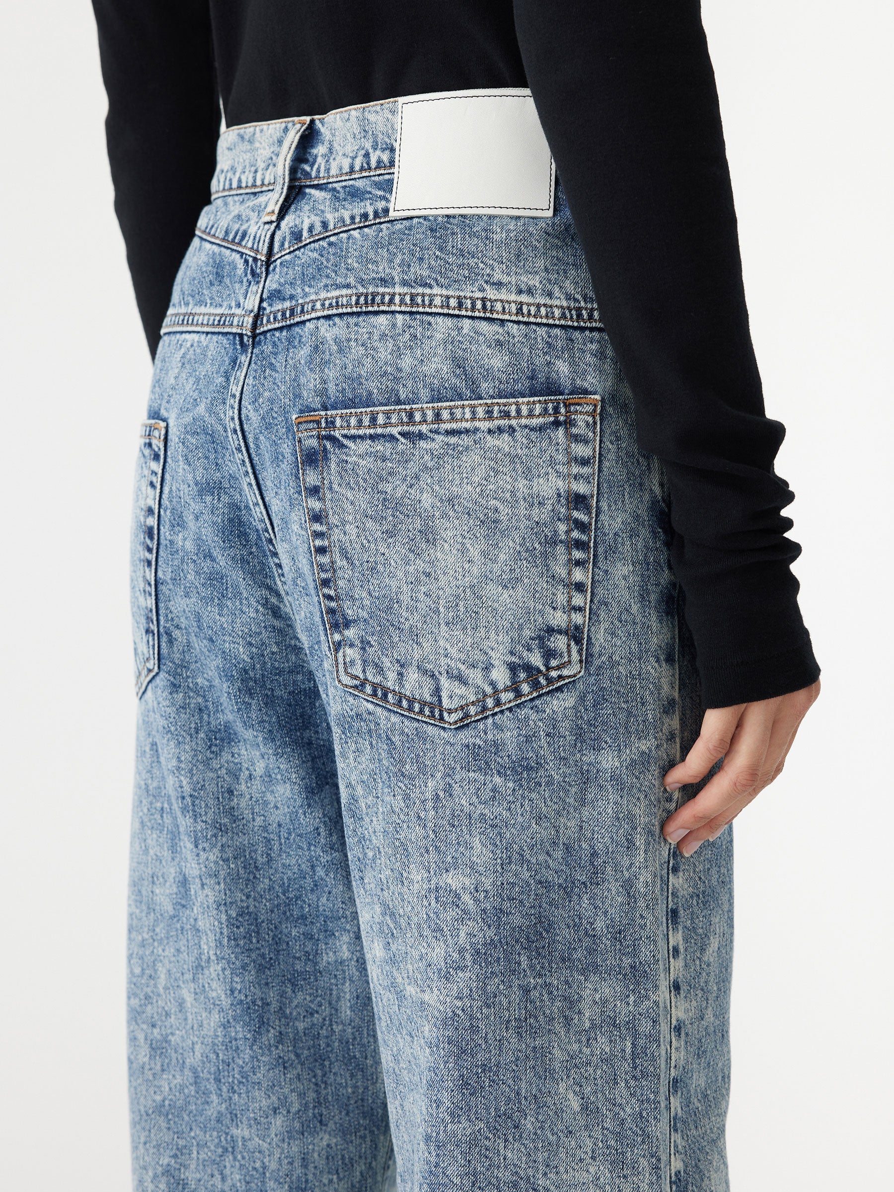 Bassike | High Rise Straight Leg Jean - Indigo Motley