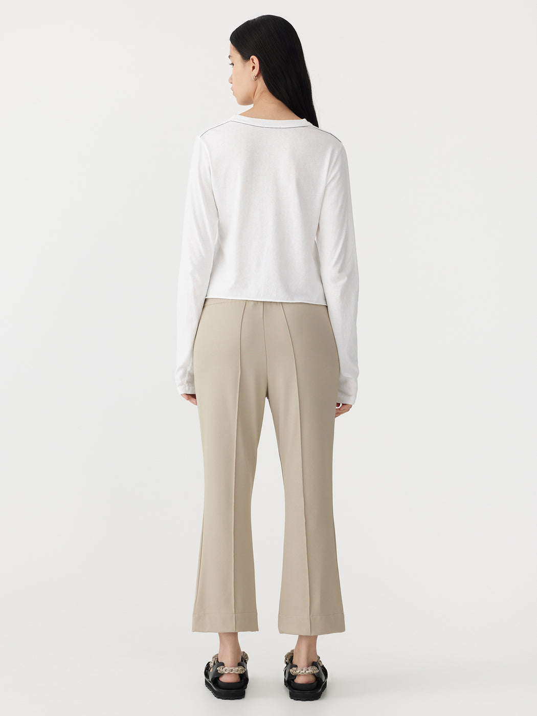 Bassike | Twill Flared Pant - Light Tan