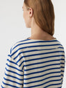 Bassike | Stripe Boatneck Long Sleeve T.Shirt - Nat/Cobalt