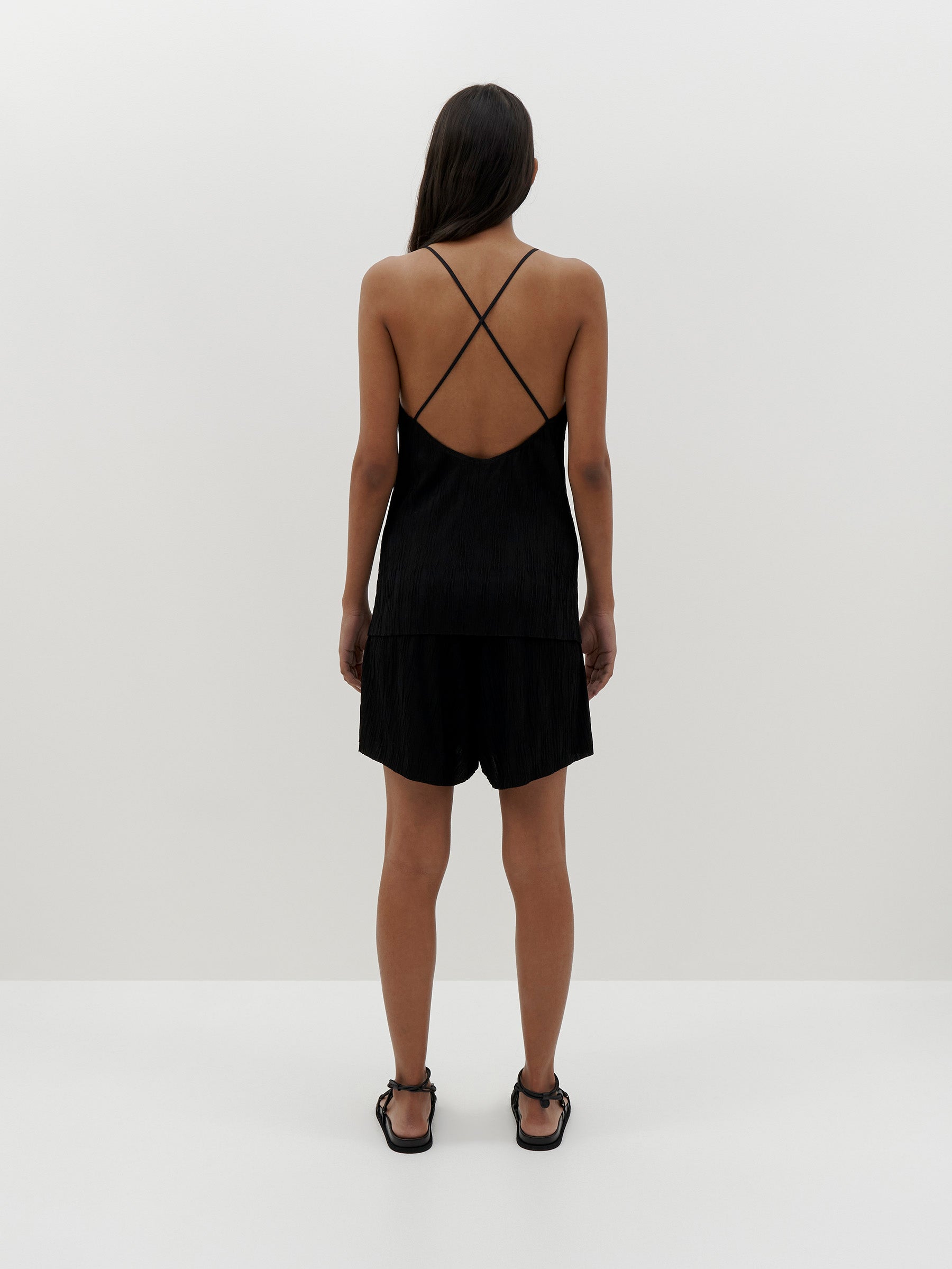 Bassike | Textured V Neck Camisole - Black