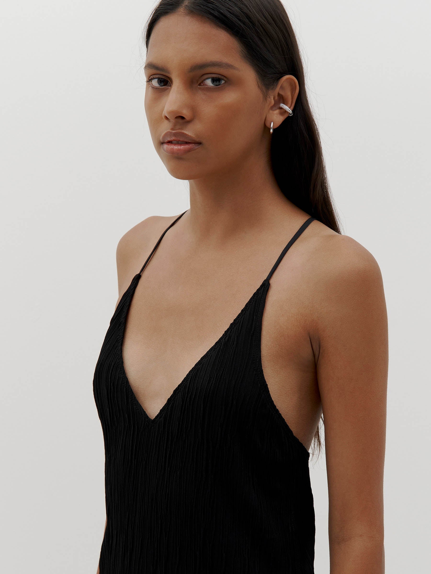 Bassike | Textured V Neck Camisole - Black