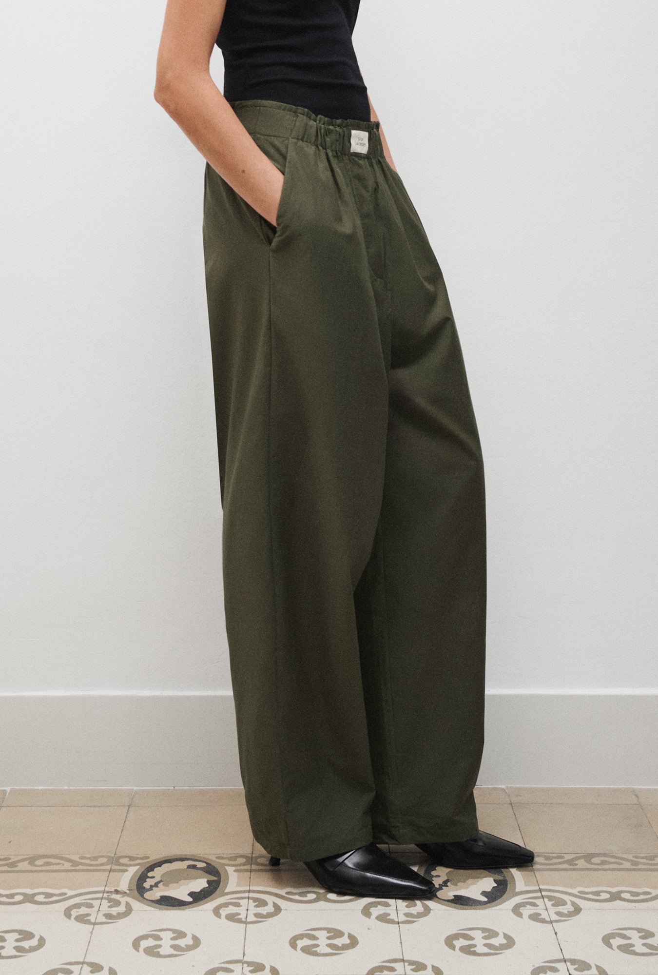 Silk Laundry | Cotton Silk Paper Bag Pants - Pine