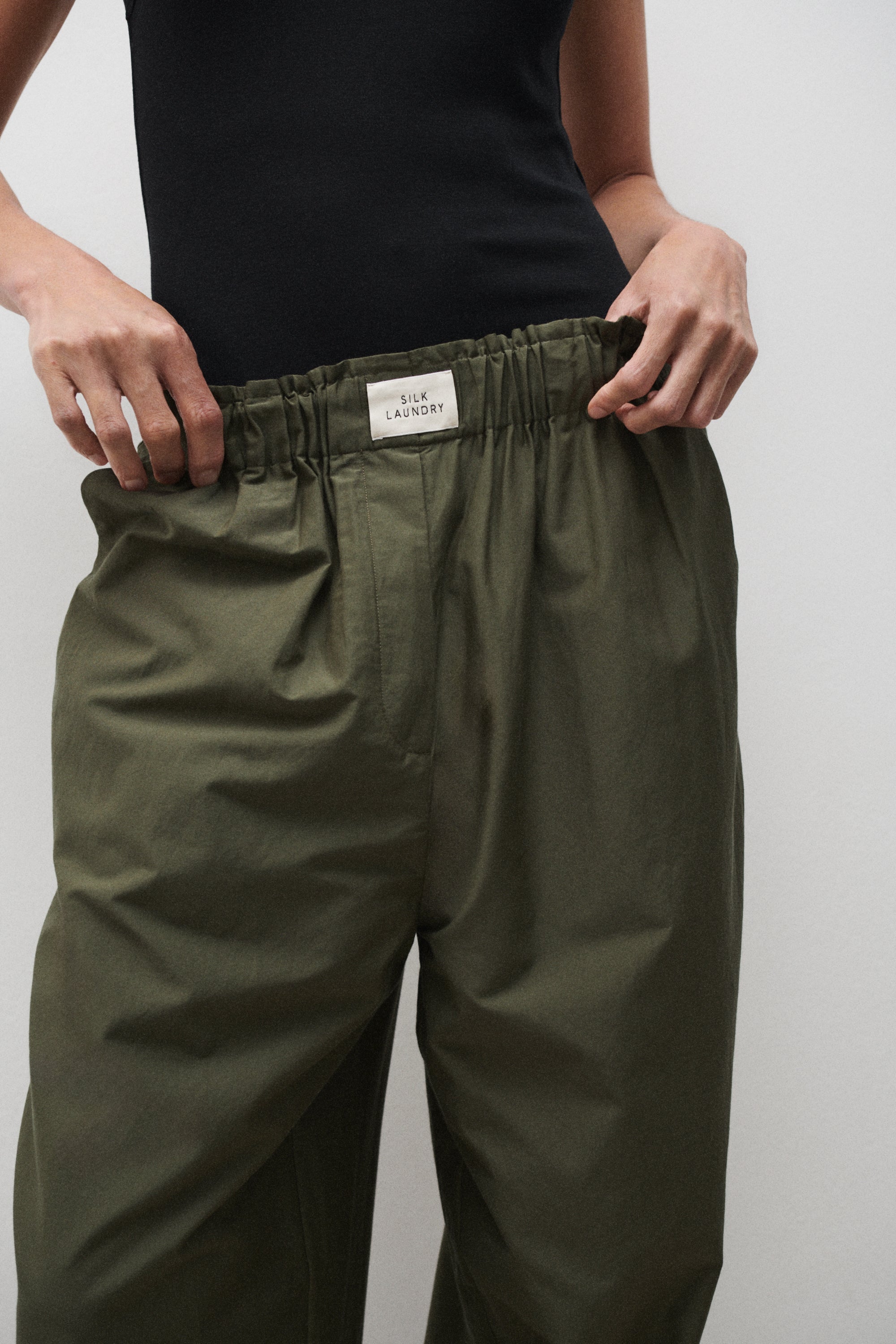 Silk Laundry | Cotton Silk Paper Bag Pants - Pine