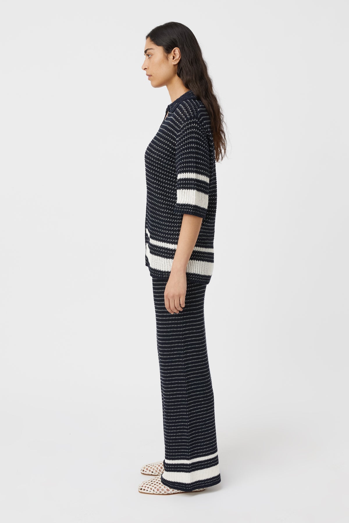 Camilla and Marc | Reef Knit Boyfriend Shirt - Navy/Soft White