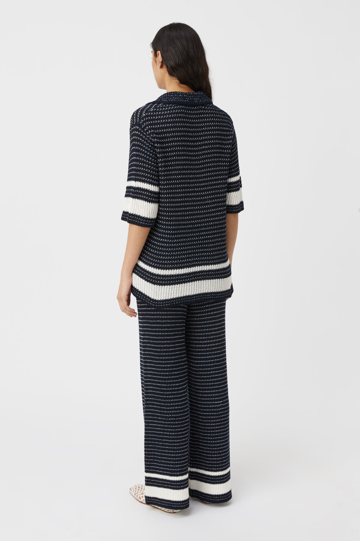 Camilla and Marc | Reef Knit Boyfriend Shirt - Navy/Soft White