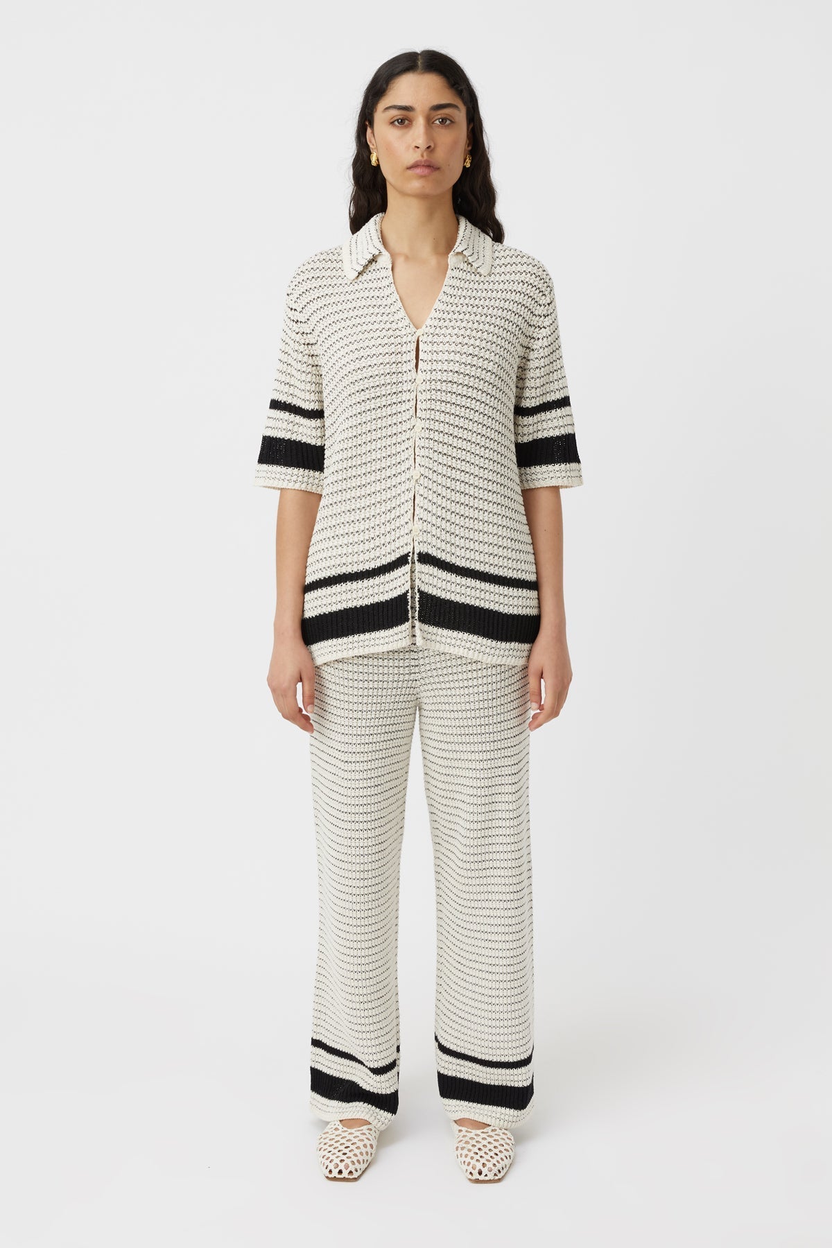 Camilla and Marc | Reef Knit Boyfriend Shirt - Cream/Black