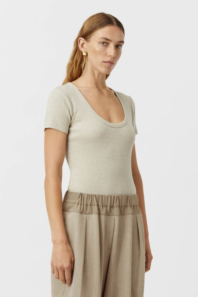 Camilla and Marc | Nora Scoop Fitted Tee - Taupe Marle