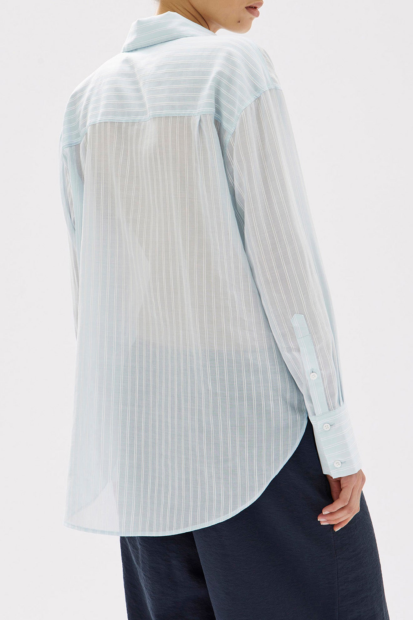 Assembly Label | Cammy Stripe Long Sleeve Shirt - Blue Haze/White