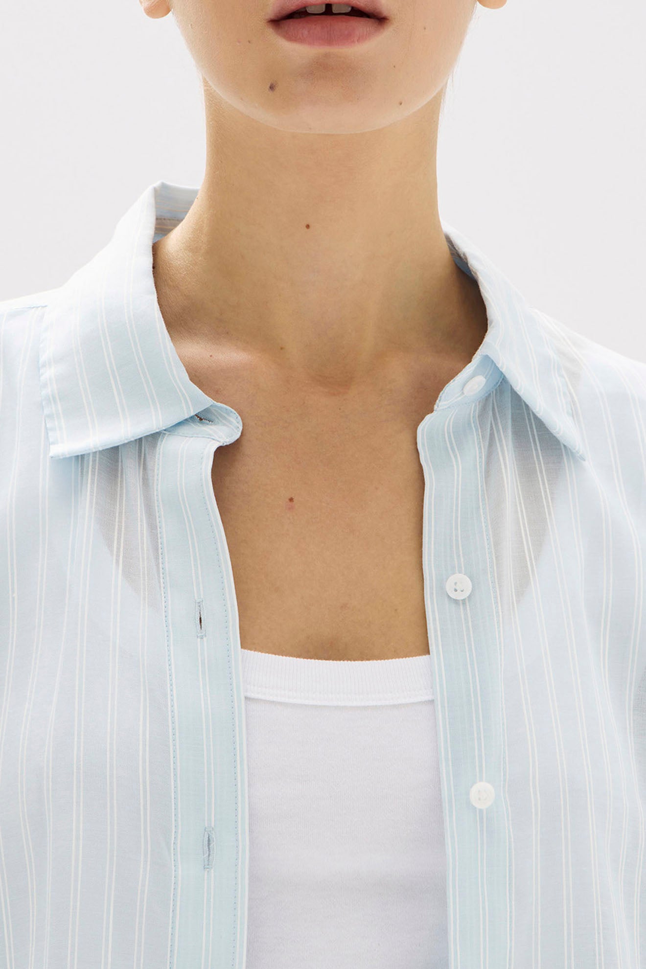 Assembly Label | Cammy Stripe Long Sleeve Shirt - Blue Haze/White