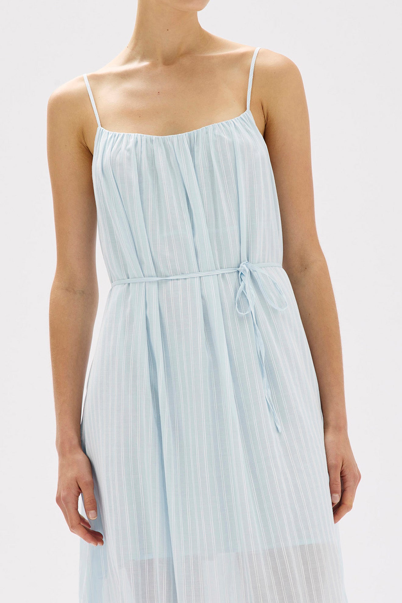 Assembly Label | Cammy Stripe Maxi Dress - Blue Haze/White