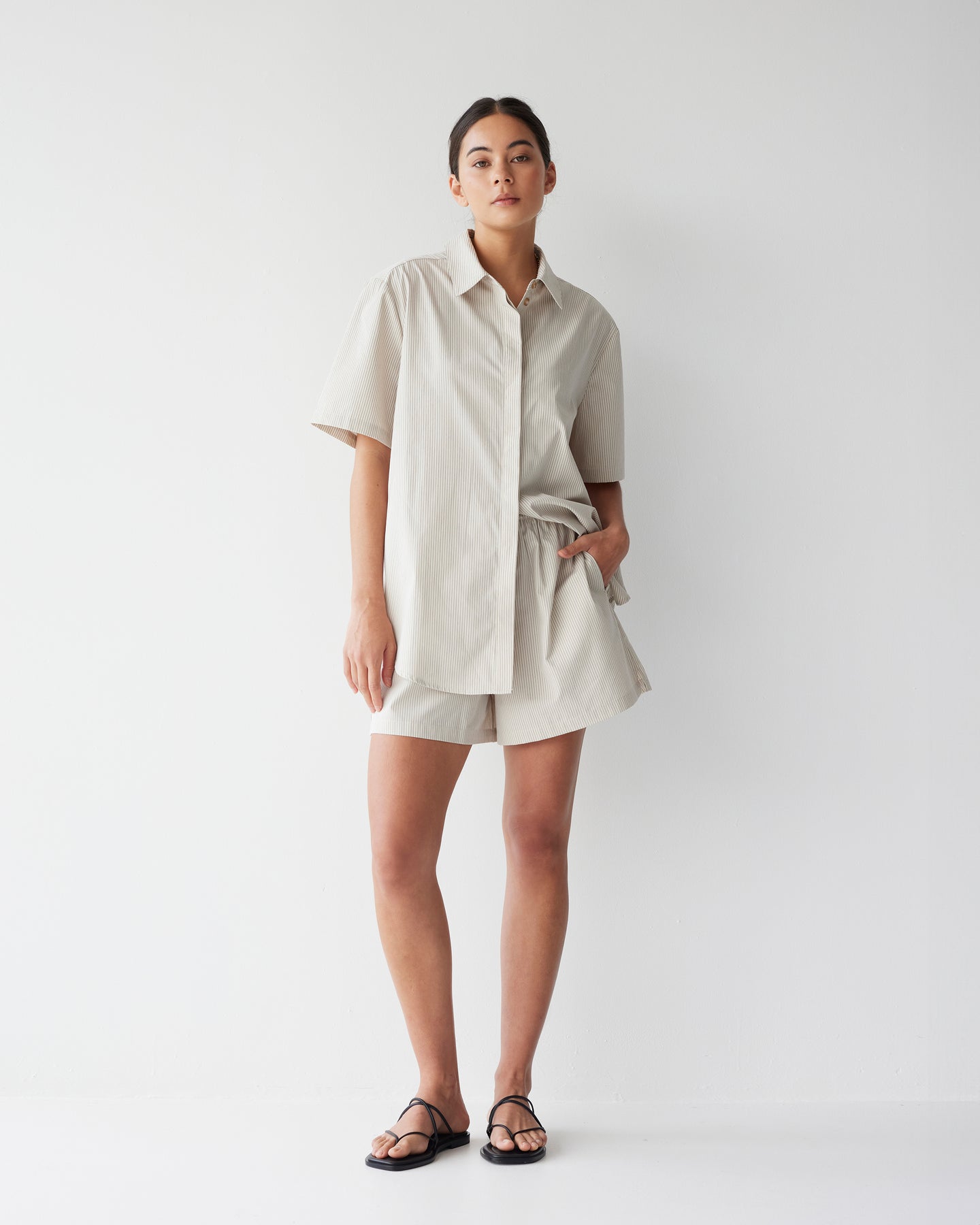 Dear Dylan | Toggle Short - Chai Stripe