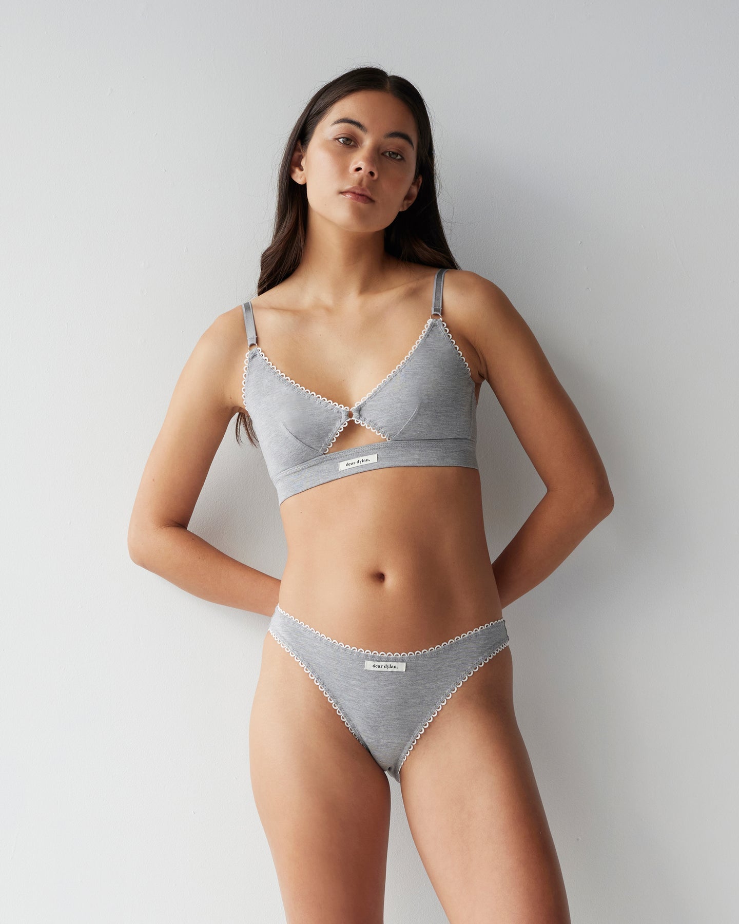 Dear Dylan | Eyelet Trim Bralette - Grey Marle