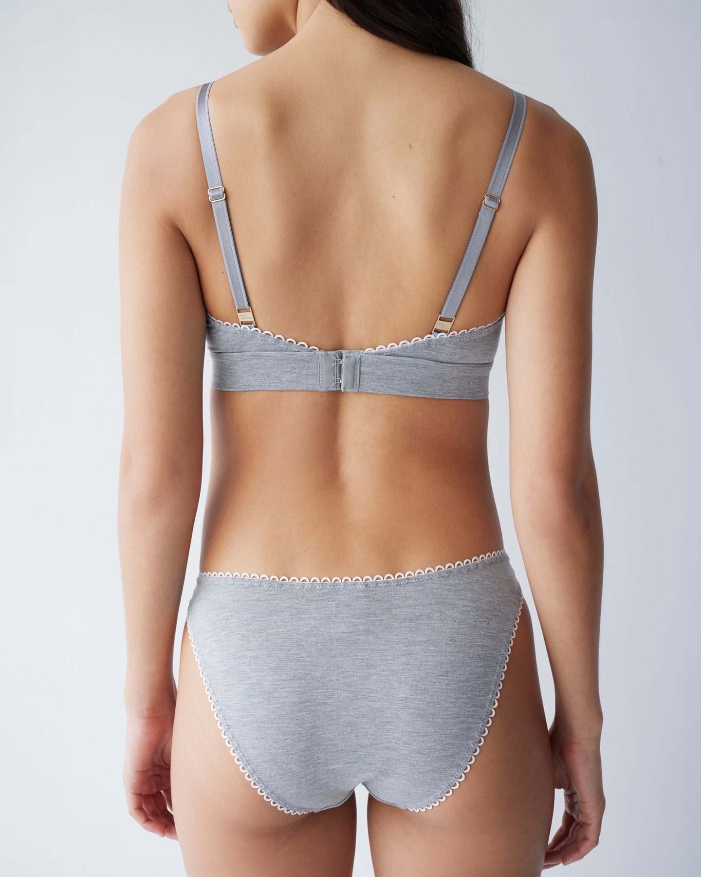 Dear Dylan | Eyelet Trim Brief - Grey Marle