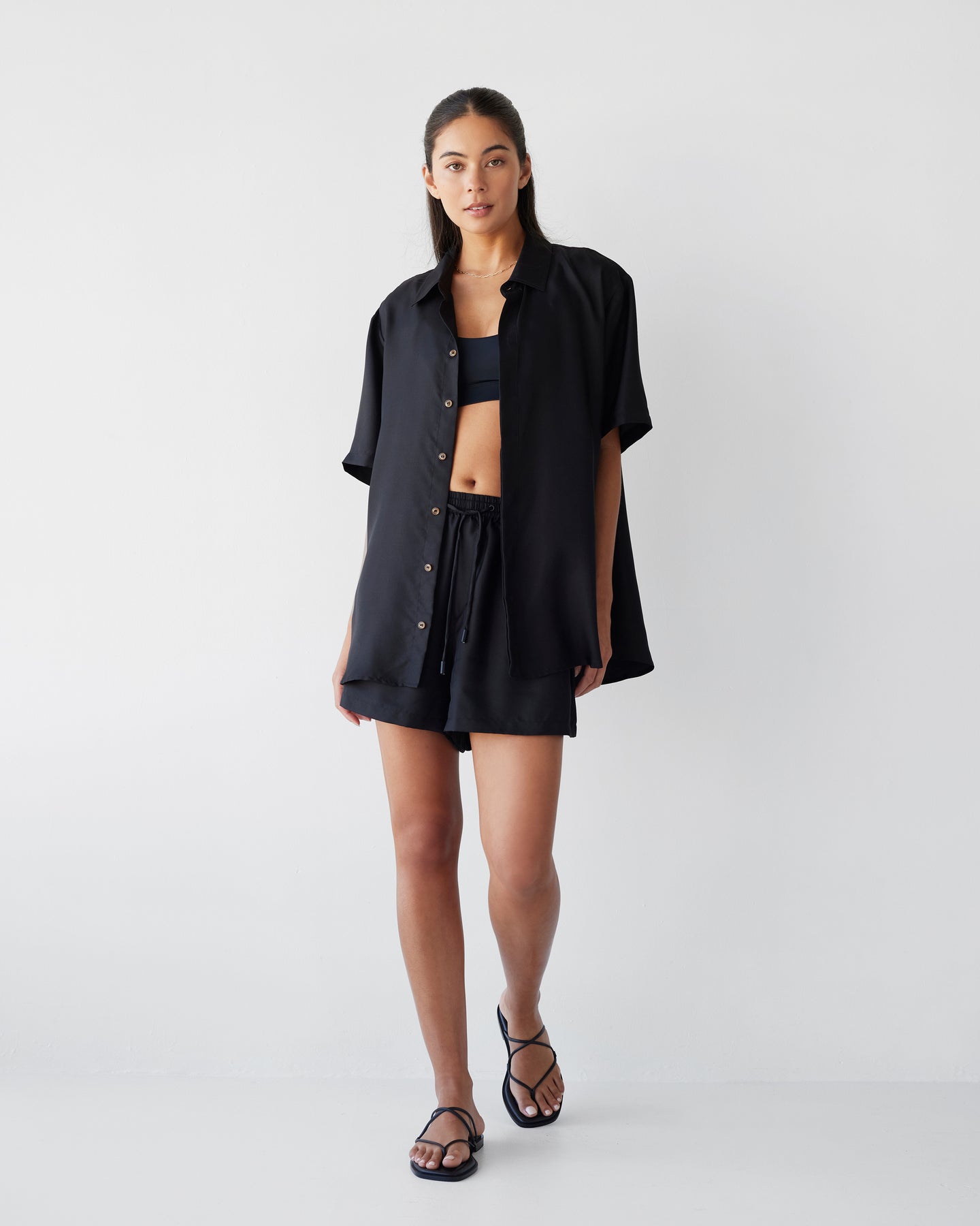 Dear Dylan | Silk Twill Shirt - Noir