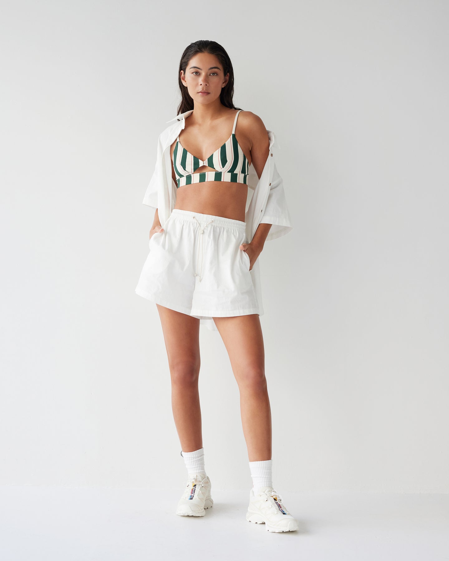 Dear Dylan | Cut Out Swim Bralette - Bistro Stripe