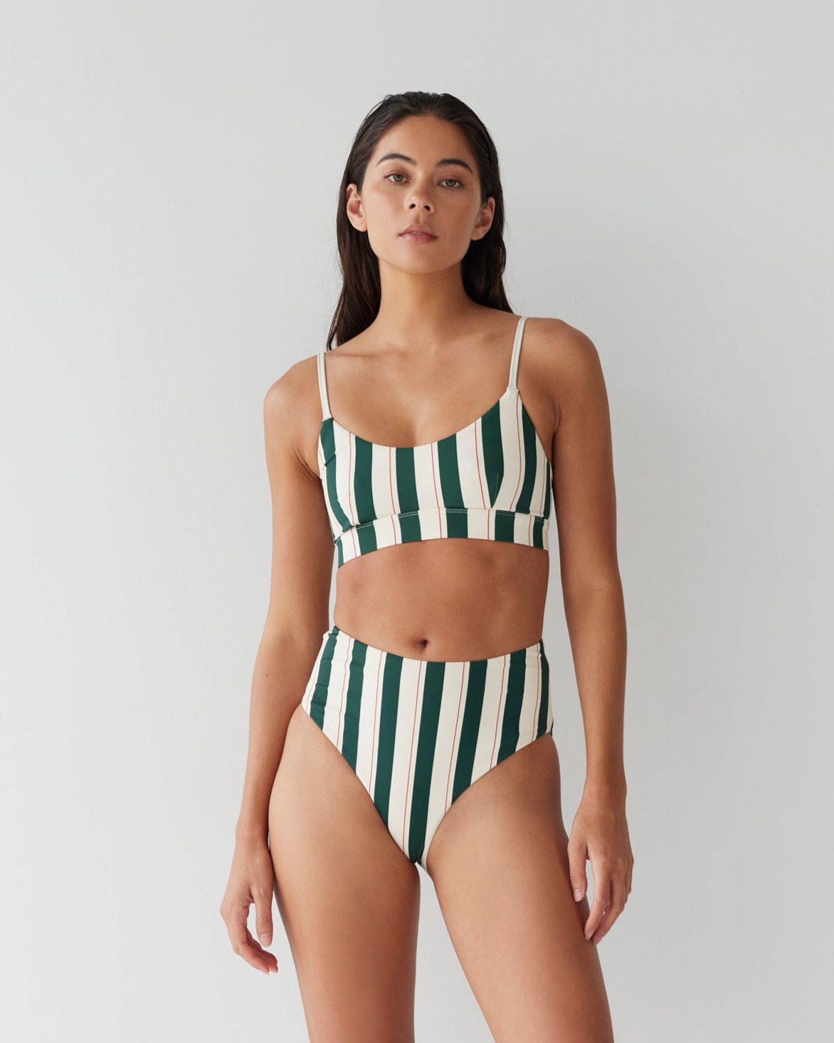 Dear Dylan | High Rise Swim Brief - Bistro Stripe