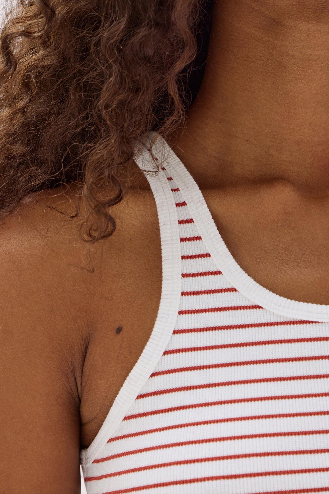 Assembly Label | Drew Stripe Rib Tank - Papaya/White