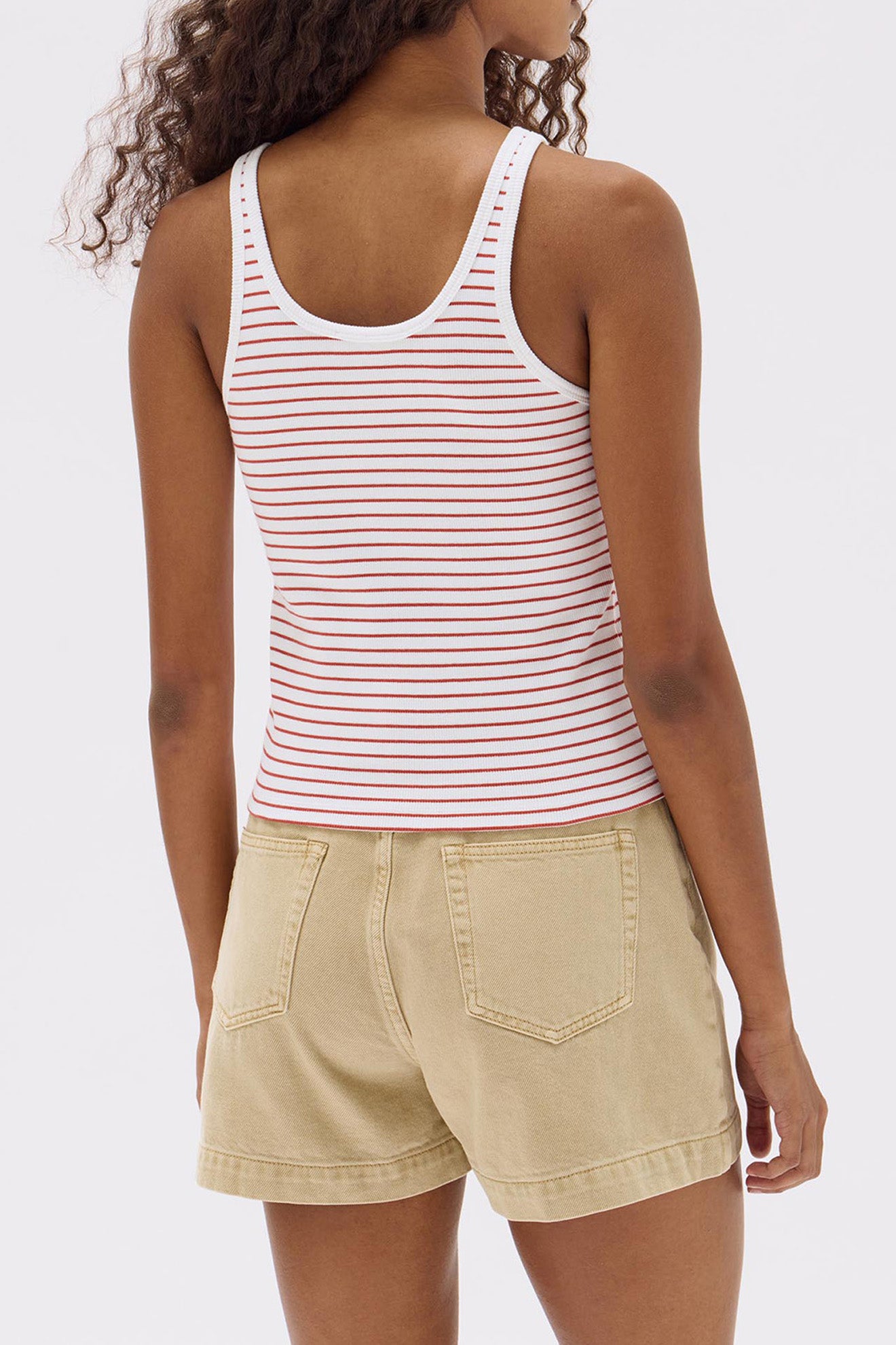 Assembly Label | Drew Stripe Rib Tank - Papaya/White