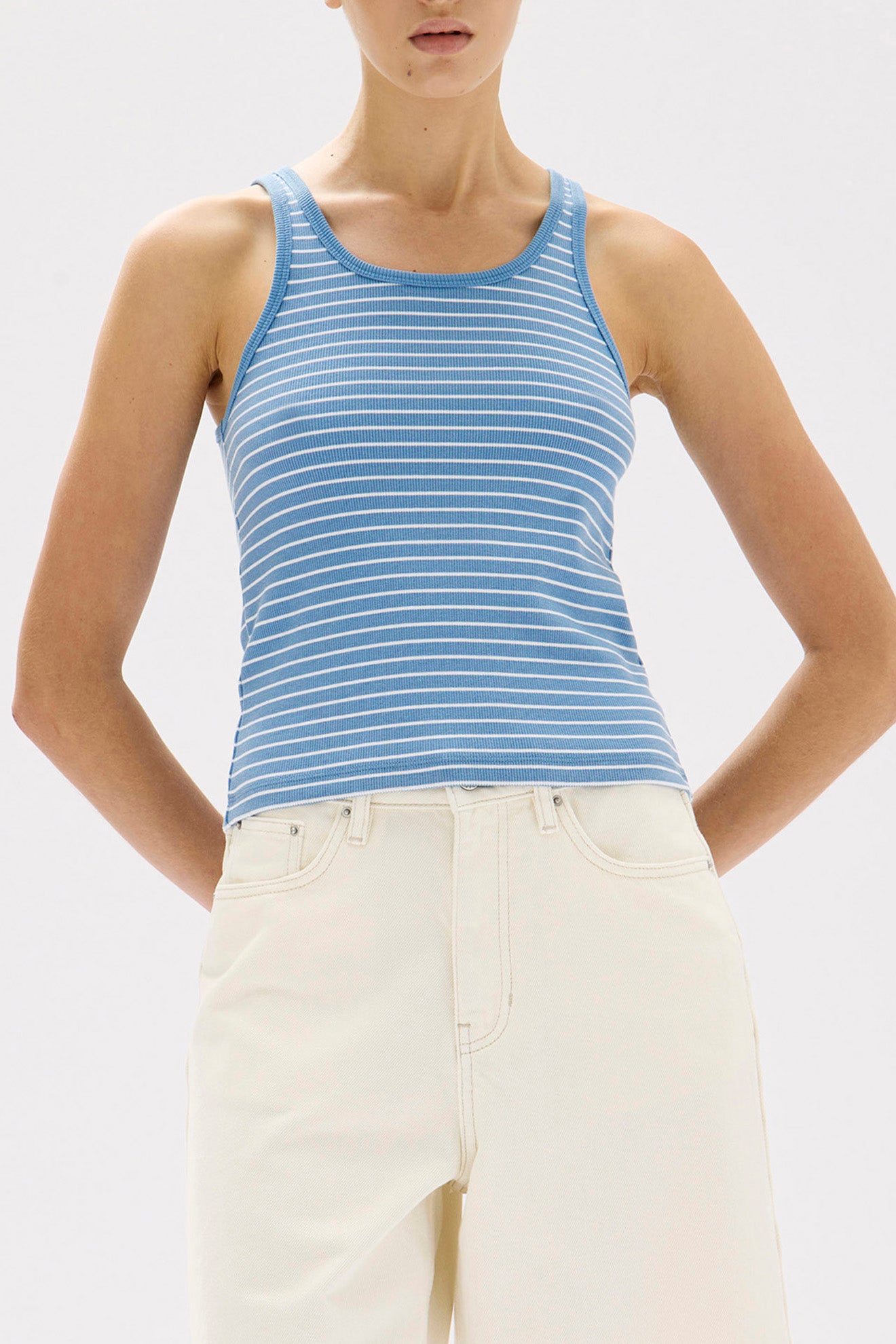 Assembly Label | Drew Rib Tank - Bahama/White