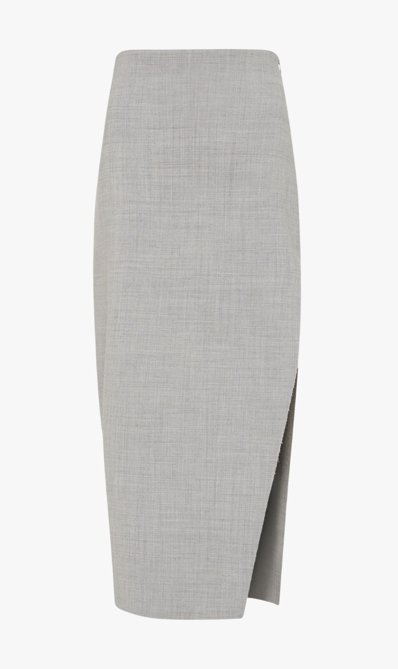 St Agni | Raw Hem Midi Skirt - Grey Heather