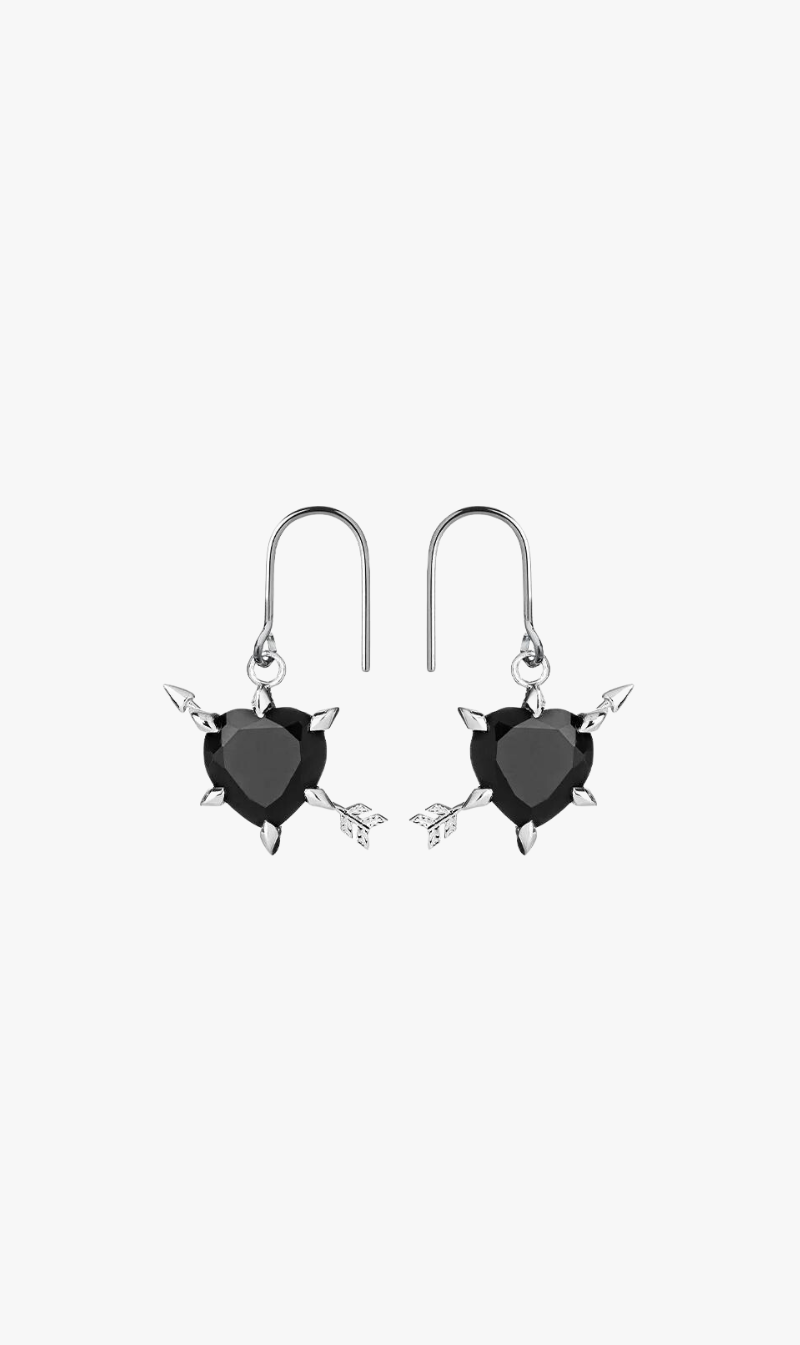 Karen Walker | Cupid's Arrow & Heart Earrings - Silver